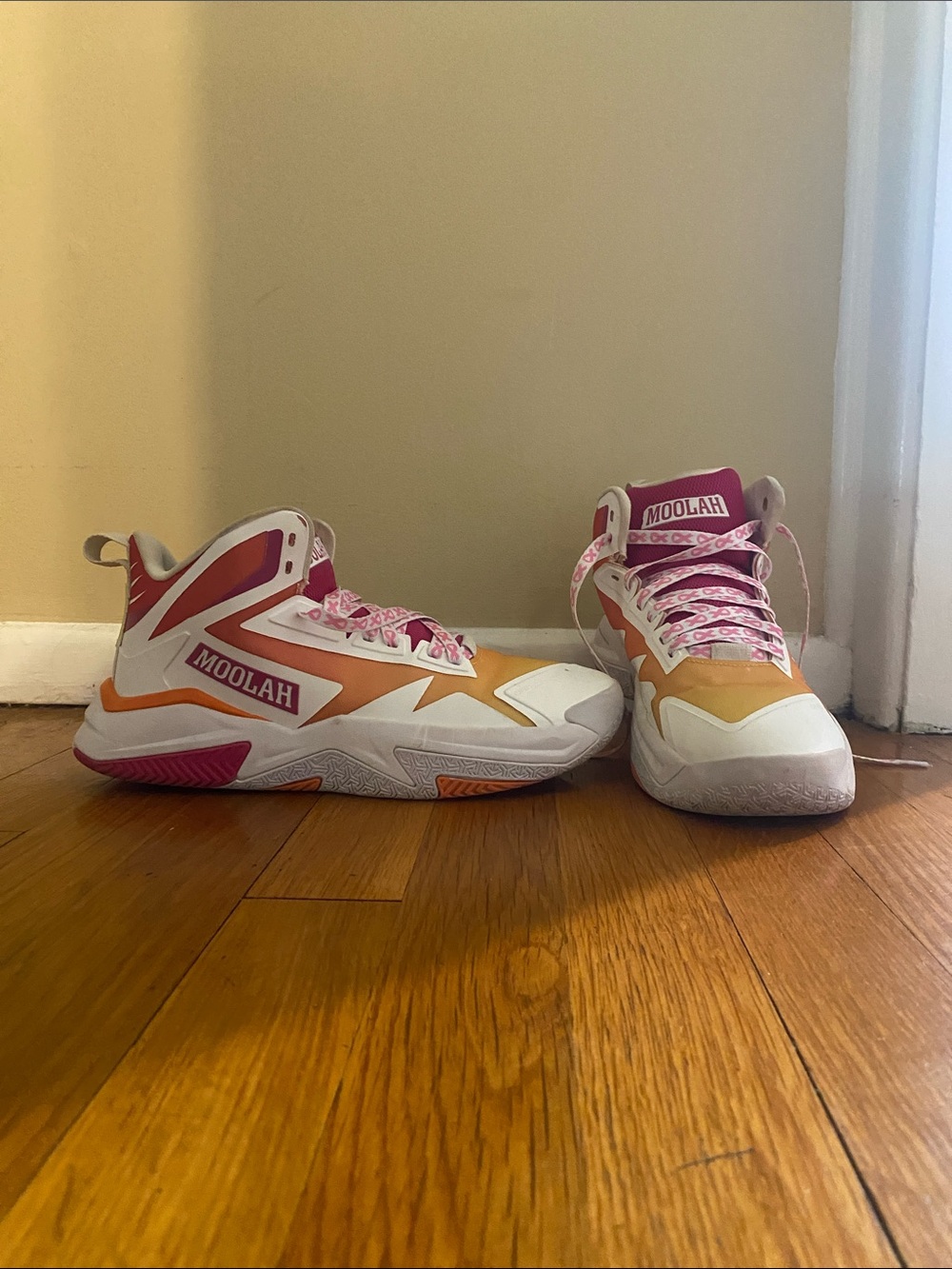 Women’s Athletic Sneakers in White, Pink & Orange